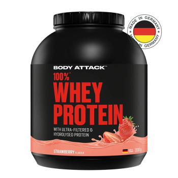 Сироватковий протеїн BODY ATTACK 100% Whey Protein 2000 г полуниця