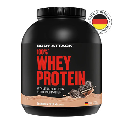 Whey protein BODY ATTACK 100% Whey Protein 2000 g cookies cream