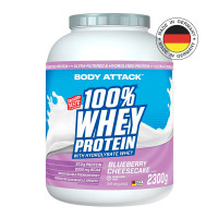 Сывороточный протеин BODY ATTACK 100% Whey Protein 2300 г черничный чизкейк