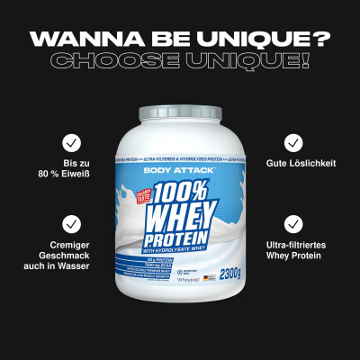 СИРОВАТКОВИЙ ПРОТЕЇН BODY ATTACK 100% WHEY PROTEIN 2300 Г НАТУРАЛЬНИЙ