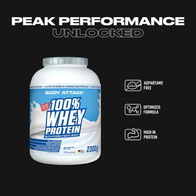 СИРОВАТКОВИЙ ПРОТЕЇН BODY ATTACK 100% WHEY PROTEIN 2300 Г НАТУРАЛЬНИЙ