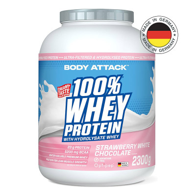 Whey protein BODY ATTACK 100% Whey Protein 2300 g strawberry white chocolate