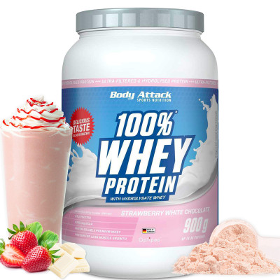 WHEY PROTEIN BODY ATTACK 100% WHEY PROTEIN 900 G STRAWBERRY WHITE CHOCOLATE WHEY PROTEIN BODY ATTACK 100% WHEY PROTEIN 900 G STRAWBERRY WHITE CHOCOLATE
