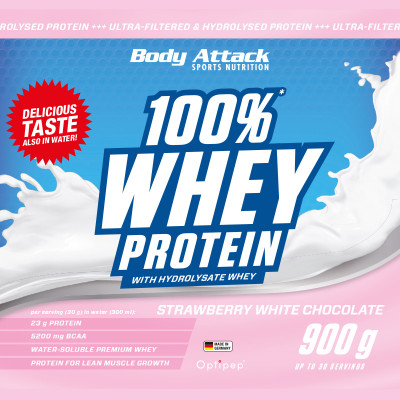 WHEY PROTEIN BODY ATTACK 100% WHEY PROTEIN 900 G STRAWBERRY WHITE CHOCOLATE WHEY PROTEIN BODY ATTACK 100% WHEY PROTEIN 900 G STRAWBERRY WHITE CHOCOLATE