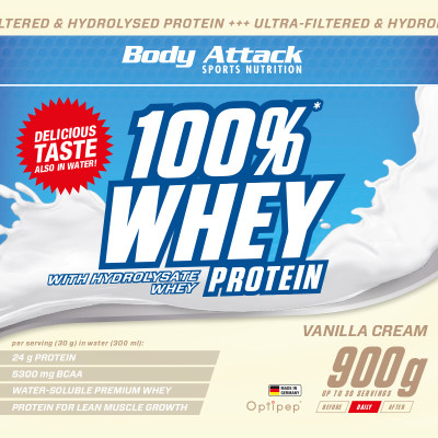 WHEY PROTEIN BODY ATTACK 100% WHEY PROTEIN 900 G VANILLA WHEY PROTEIN BODY ATTACK 100% WHEY PROTEIN 900 G VANILLA