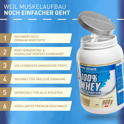 WHEY PROTEIN BODY ATTACK 100% WHEY PROTEIN 900 G VANILLA WHEY PROTEIN BODY ATTACK 100% WHEY PROTEIN 900 G VANILLA