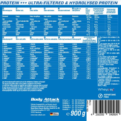 СИРОВАТКОВИЙ ПРОТЕЇН BODY ATTACK 100% WHEY PROTEIN 900 Г НАТУРАЛЬНИЙ
