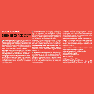 АМИНОКИСЛОТА BODY ATTACK ARGININE SHOCK 80 КАПСУЛ АМИНОКИСЛОТА BODY ATTACK ARGININE SHOCK 80 КАПСУЛ