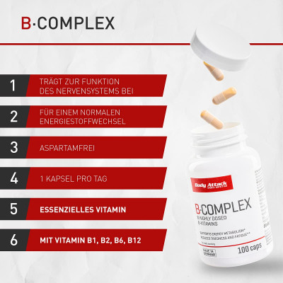 ВИТАМИН BODY ATTACK VITAMIN B COMPLEX 100 КАПСУЛ ВИТАМИН BODY ATTACK VITAMIN B COMPLEX 100 КАПСУЛ
