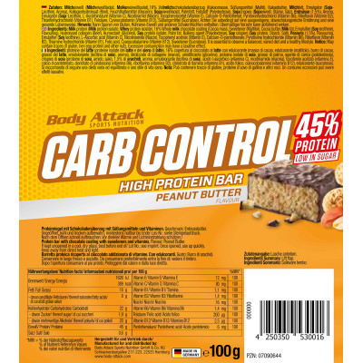 ПРОТЕИНОВЫЙ БАТОНЧИК BODY ATTACK CARB CONTROL PROTEIN BAR 100 Г АРАХИСОВОЕ МАСЛО ПРОТЕИНОВЫЙ БАТОНЧИК BODY ATTACK CARB CONTROL PROTEIN BAR 100 Г АРАХИСОВОЕ МАСЛО