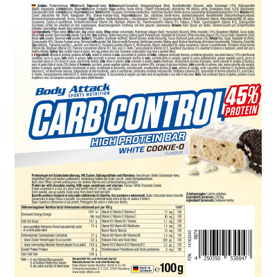 ПРОТЕИНОВЫЙ БАТОНЧИК BODY ATTACK CARB CONTROL PROTEIN BAR 100 Г БЕЛОЕ ПЕЧЕНЬЕ ПРОТЕИНОВЫЙ БАТОНЧИК BODY ATTACK CARB CONTROL PROTEIN BAR 100 Г БЕЛОЕ ПЕЧЕНЬЕ