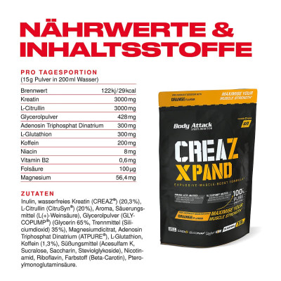 КРЕАТИН BODY ATTACK CREAZ XPAND 300 Г АПЕЛЬСИН