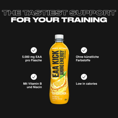 АМІНОКИСЛОТА BODY ATTACK EAA KICK AMINO ENERGY 500 МЛ ХОЛОДНИЙ ЧАЙ З ЛИМОНОМ АМІНОКИСЛОТА BODY ATTACK EAA KICK AMINO ENERGY 500 МЛ ХОЛОДНИЙ ЧАЙ З ЛИМОНОМ