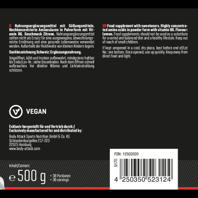 АМИНОКИСЛОТА BODY ATTACK EXTREME INSTANT BCAA 500 Г ЛИМОН