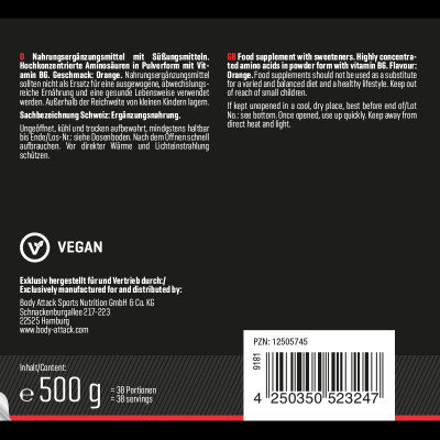 АМИНОКИСЛОТА BODY ATTACK EXTREME INSTANT BCAA 500 Г АПЕЛЬСИН АМИНОКИСЛОТА BODY ATTACK EXTREME INSTANT BCAA 500 Г АПЕЛЬСИН