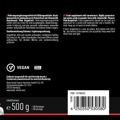 АМИНОКИСЛОТА BODY ATTACK EXTREME INSTANT BCAA 500 Г РОЗОВЫЙ ГРЕЙПФРУТ АМИНОКИСЛОТА BODY ATTACK EXTREME INSTANT BCAA 500 Г РОЗОВЫЙ ГРЕЙПФРУТ