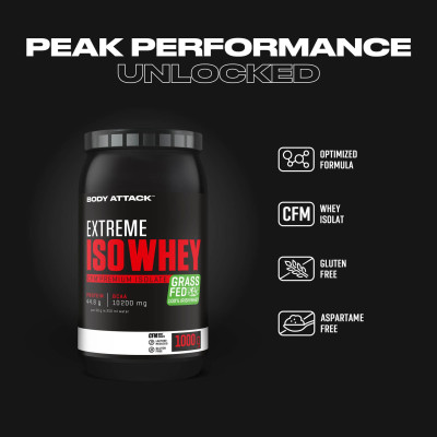 ІЗОЛЯТ ПРОТЕЇНУ BODY ATTACK EXTREME ISO WHEY 1000 Г ПОЛУНИЦЯ