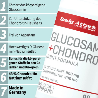 КОМПЛЕКС ДЛЯ ВОССТАНОВЛЕНИЯ СУСТАВОВ BODY ATTACK GLUCOSAMINE PLUS CHONDORITIN 90 КАПСУЛ КОМПЛЕКС ДЛЯ ВОССТАНОВЛЕНИЯ СУСТАВОВ BODY ATTACK GLUCOSAMINE PLUS CHONDORITIN 90 КАПСУЛ