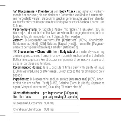 КОМПЛЕКС ДЛЯ ВОССТАНОВЛЕНИЯ СУСТАВОВ BODY ATTACK GLUCOSAMINE PLUS CHONDORITIN 90 КАПСУЛ КОМПЛЕКС ДЛЯ ВОССТАНОВЛЕНИЯ СУСТАВОВ BODY ATTACK GLUCOSAMINE PLUS CHONDORITIN 90 КАПСУЛ