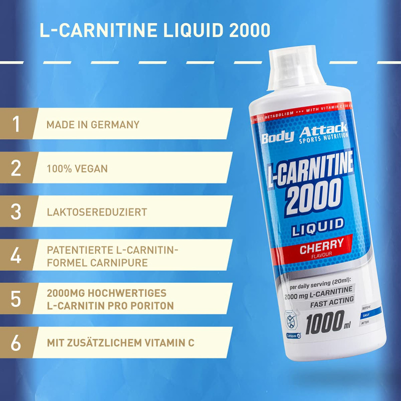 L-Carnitine BODY ATTACK L-Carnitine Liquid 2000 1000 ml cherry online store