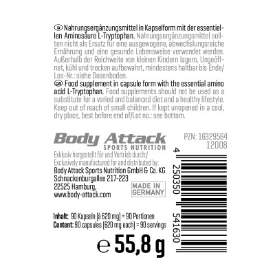 АМИНОКИСЛОТА BODY ATTACK L-TRYPTOPHAN 90 КАПСУЛ АМИНОКИСЛОТА BODY ATTACK L-TRYPTOPHAN 90 КАПСУЛ