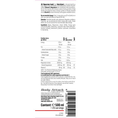 КОМПЛЕКСНЫЕ ВИТАМИНЫ BODY ATTACK MAGNESIUM LIQUID 500 МЛ АПЕЛЬСИН КОМПЛЕКСНЫЕ ВИТАМИНЫ BODY ATTACK MAGNESIUM LIQUID 500 МЛ АПЕЛЬСИН