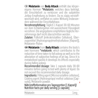 ДЛЯ СНА BODY ATTACK MELATONIN 60 CAPS ДЛЯ СНА BODY ATTACK MELATONIN 60 CAPS