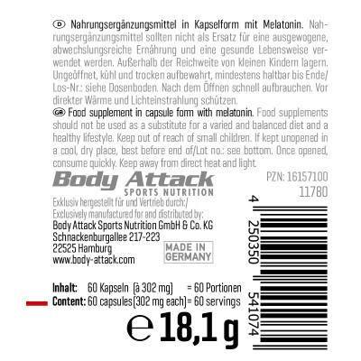 ДЛЯ СНА BODY ATTACK MELATONIN 60 CAPS ДЛЯ СНА BODY ATTACK MELATONIN 60 CAPS