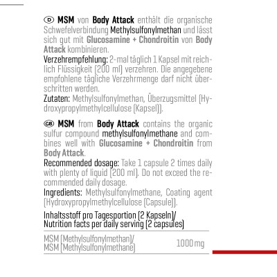 КОМПЛЕКС ДЛЯ ВОССТАНОВЛЕНИЯ СУСТАВОВ BODY ATTACK MSM 100 КАПСУЛ КОМПЛЕКС ДЛЯ ВОССТАНОВЛЕНИЯ СУСТАВОВ BODY ATTACK MSM 100 КАПСУЛ