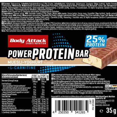 ПРОТЕИНОВЫЙ БАТОНЧИК BODY ATTACK POWER PROTEIN BAR 35 Г МЮСЛИ ЙОГУРТ ПРОТЕИНОВЫЙ БАТОНЧИК BODY ATTACK POWER PROTEIN BAR 35 Г МЮСЛИ ЙОГУРТ