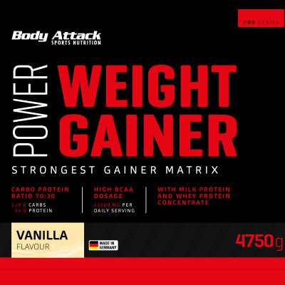 ГЕЙНЕР BODY ATTACK POWER WEIGHT GAINER 4750 Г ВАНІЛЬ