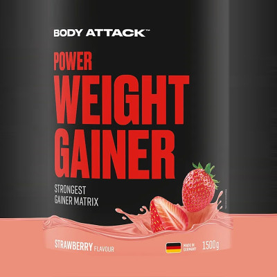 ГЕЙНЕР BODY ATTACK POWER WEIGHT GAINER 1500 Г КЛУБНИКА
