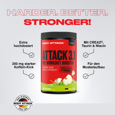 ПРЕДТРЕНИРОВОЧНЫЙ КОМПЛЕКС BODY ATTACK PRE ATTACK 3.1 600 Г ЯБЛОКО