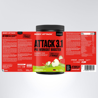 ПРЕДТРЕНИРОВОЧНЫЙ КОМПЛЕКС BODY ATTACK PRE ATTACK 3.1 600 Г ЯБЛОКО