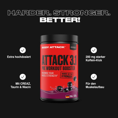 ПРЕДТРЕНИРОВОЧНЫЙ КОМПЛЕКС BODY ATTACK PRE ATTACK 3.1 600 Г СПЕЛАЯ СМОРОДИНА ПРЕДТРЕНИРОВОЧНЫЙ КОМПЛЕКС BODY ATTACK PRE ATTACK 3.1 600 Г СПЕЛАЯ СМОРОДИНА