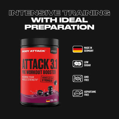 ПРЕДТРЕНИРОВОЧНЫЙ КОМПЛЕКС BODY ATTACK PRE ATTACK 3.1 600 Г СПЕЛАЯ СМОРОДИНА ПРЕДТРЕНИРОВОЧНЫЙ КОМПЛЕКС BODY ATTACK PRE ATTACK 3.1 600 Г СПЕЛАЯ СМОРОДИНА