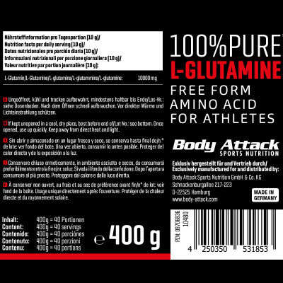 АМІНОКИСЛОТА BODY ATTACK 100% ЧИСТАЯ Л-ГЛЮТАМИНОВАЯ КИСЛОТА 400 Г АМІНОКИСЛОТА BODY ATTACK 100% ЧИСТАЯ Л-ГЛЮТАМИНОВАЯ КИСЛОТА 400 Г