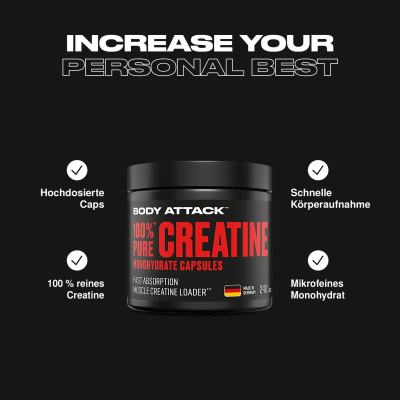 КРЕАТИН BODY ATTACK 100% PURE CREATINE 240 КАПСУЛ