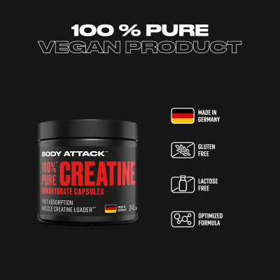 КРЕАТИН BODY ATTACK 100% PURE CREATINE 240 КАПСУЛ