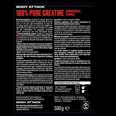 КРЕАТИН BODY ATTACK 100% PURE CREATINE 500 Г БЕЗ ВКУСА КРЕАТИН BODY ATTACK 100% PURE CREATINE 500 Г БЕЗ ВКУСА