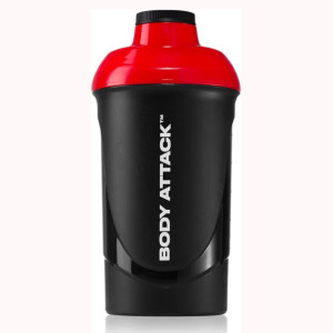 Шейкер BODY ATTACK Shaker 600 мл чорний червоний