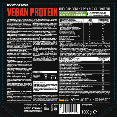 МНОГОКОМПОНЕНТНЫЙ ПРОТЕИН BODY ATTACK VEGAN PROTEIN 1000 Г ПАК ШОКОЛАД МНОГОКОМПОНЕНТНЫЙ ПРОТЕИН BODY ATTACK VEGAN PROTEIN 1000 Г ПАК ШОКОЛАД