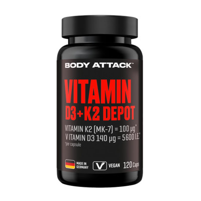 ВІТАМІН BODY ATTACK VITAMIN D3 + K2 DEPOT 120 КАПСУЛ ВІТАМІН BODY ATTACK VITAMIN D3 + K2 DEPOT 120 КАПСУЛ