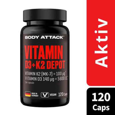 ВІТАМІН BODY ATTACK VITAMIN D3 + K2 DEPOT 120 КАПСУЛ ВІТАМІН BODY ATTACK VITAMIN D3 + K2 DEPOT 120 КАПСУЛ