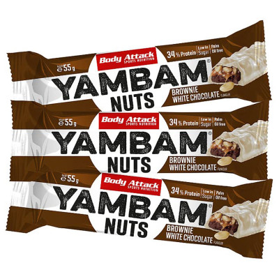 ПРОТЕИНОВЫЙ БАТОНЧИК BODY ATTACK YAMBUM NUTS 55 G ПИРОЖНОЕ С БЕЛЫМ ШОКОЛАДОМ ПРОТЕИНОВЫЙ БАТОНЧИК BODY ATTACK YAMBUM NUTS 55 G ПИРОЖНОЕ С БЕЛЫМ ШОКОЛАДОМ