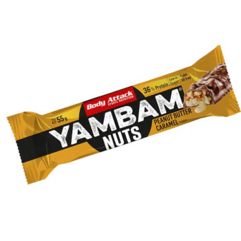 Протеїновий батончик Body Attack Yambum Nuts 55 g карамель з арахісовим маслом