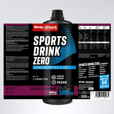 КОМПЛЕКСНЫЕ ВИТАМИНЫ BODY ATTACK SPORTS DRINK ZERO 1000 МЛ ЧЕРНАЯ СМОРОДИНА