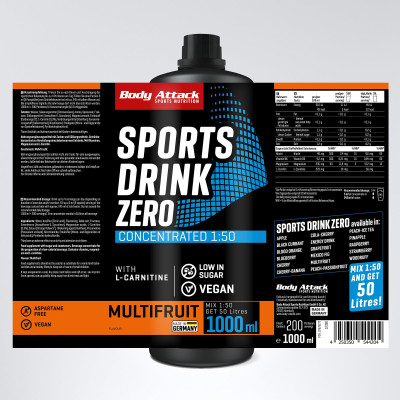 КОМПЛЕКСНЫЕ ВИТАМИНЫ BODY ATTACK SPORTS DRINK ZERO 1000 МЛ МУЛЬТИФРУКТОВЫЙ