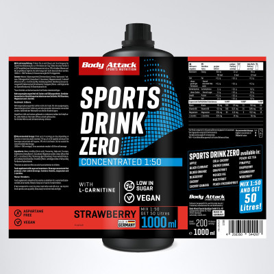 КОМПЛЕКСНЫЕ ВИТАМИНЫ BODY ATTACK SPORTS DRINK ZERO 1000 МЛ КЛУБНИКА