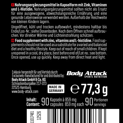 ВИТАМИН BODY ATTACK ZINC BISGLYCINATE 90 КАПСУЛ ВИТАМИН BODY ATTACK ZINC BISGLYCINATE 90 КАПСУЛ